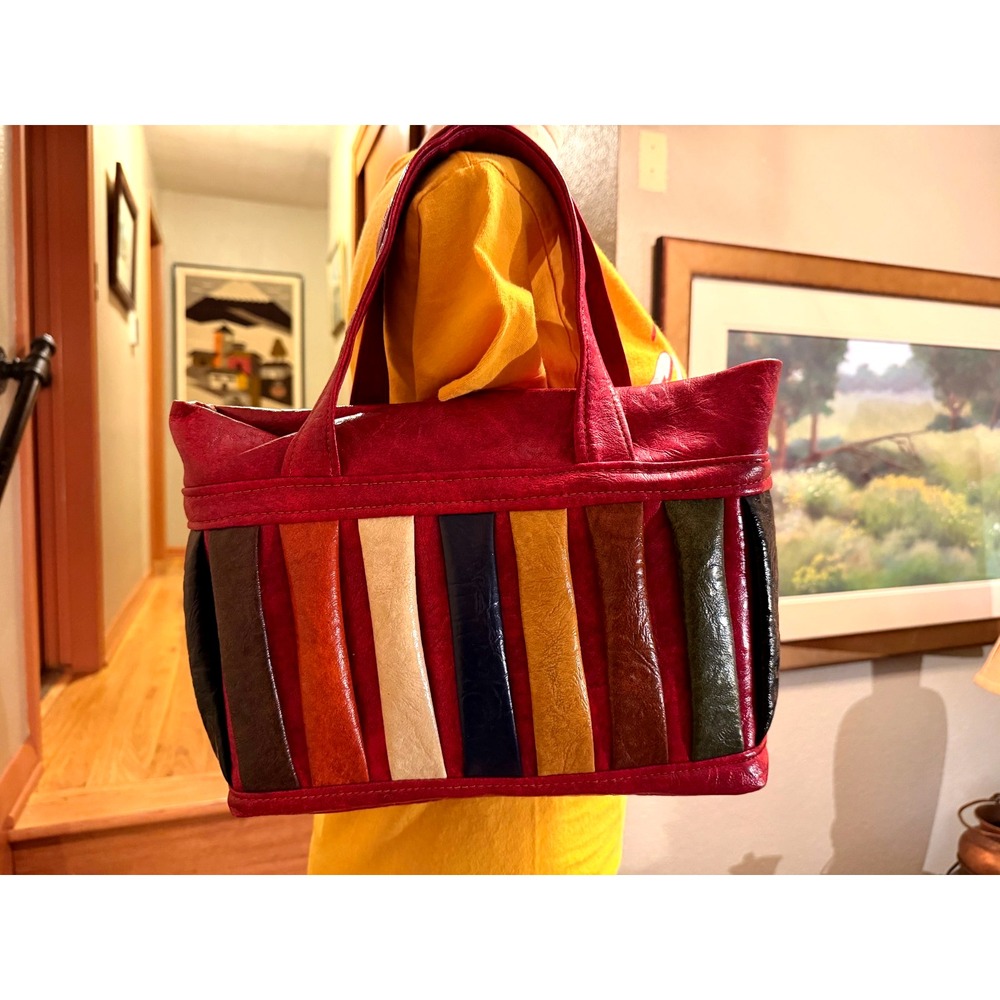 Vintage 70s 80s Multicolor Patchwork Hand Bag Purse